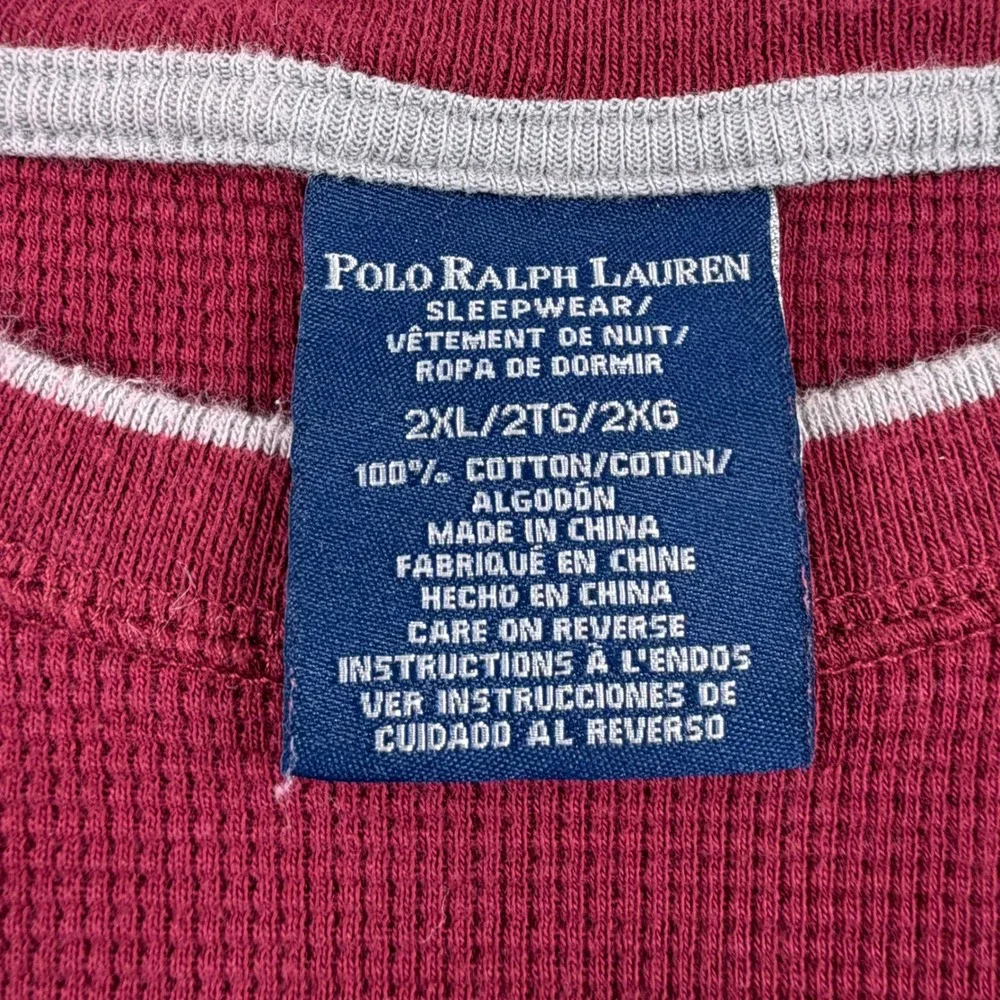 Polo‎ Ralph Lauren Thermal Shirt Mens 2XL Burgundy Waffle Knit Long Sleeve Pony